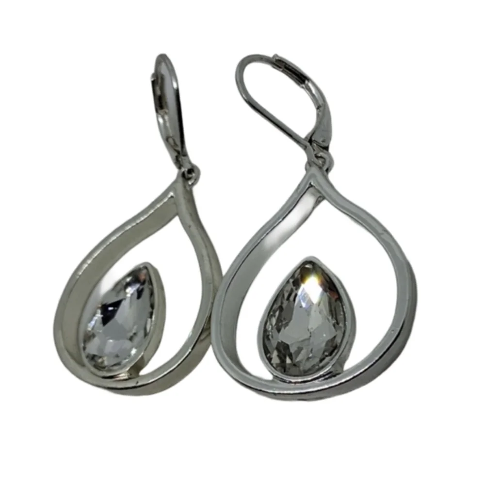 Sparkling Silver-Tone Teardrop Earrings